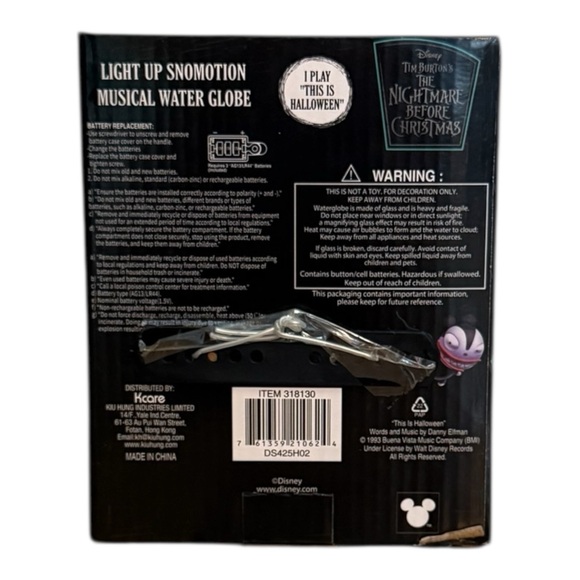 NEW Disney Nightmare Before Christmas Oogie Light Up Musical Snow Water Globe - Picture 2 of 2